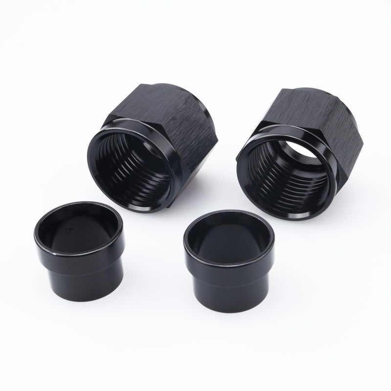 تركيب خط صلب من الألمنيوم AC PERFORMANCE AN10 -10 AN أنثوي صمولة أنبوب وغطاء لخرطوم الألمنيوم بقطر خارجي 5/8'' (15.87mm)، عبوة من 2، أسود