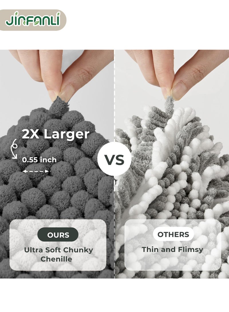 JINFANLI Dark Grey Chenille Bathroom Rugs 40x60 cm- Non Slip, Absorbent, Quick Dry, Washable Shower Mat Outside Shower, Thin Bath Mats for Washroom Floor, Woven Bathmat Fit Under Door - Image 5