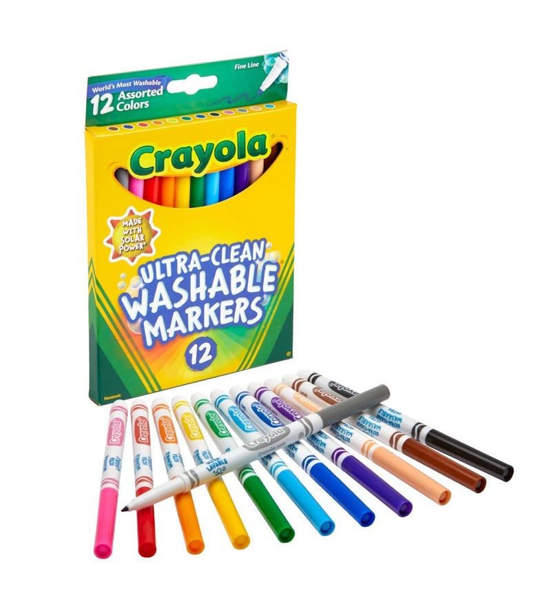 Crayola Ultra Clean Fine Line Markers (12ct), Washable Markers for Kids, Arts & Crafts, Coloring Book Markers, Toddler Gifts - Image 2