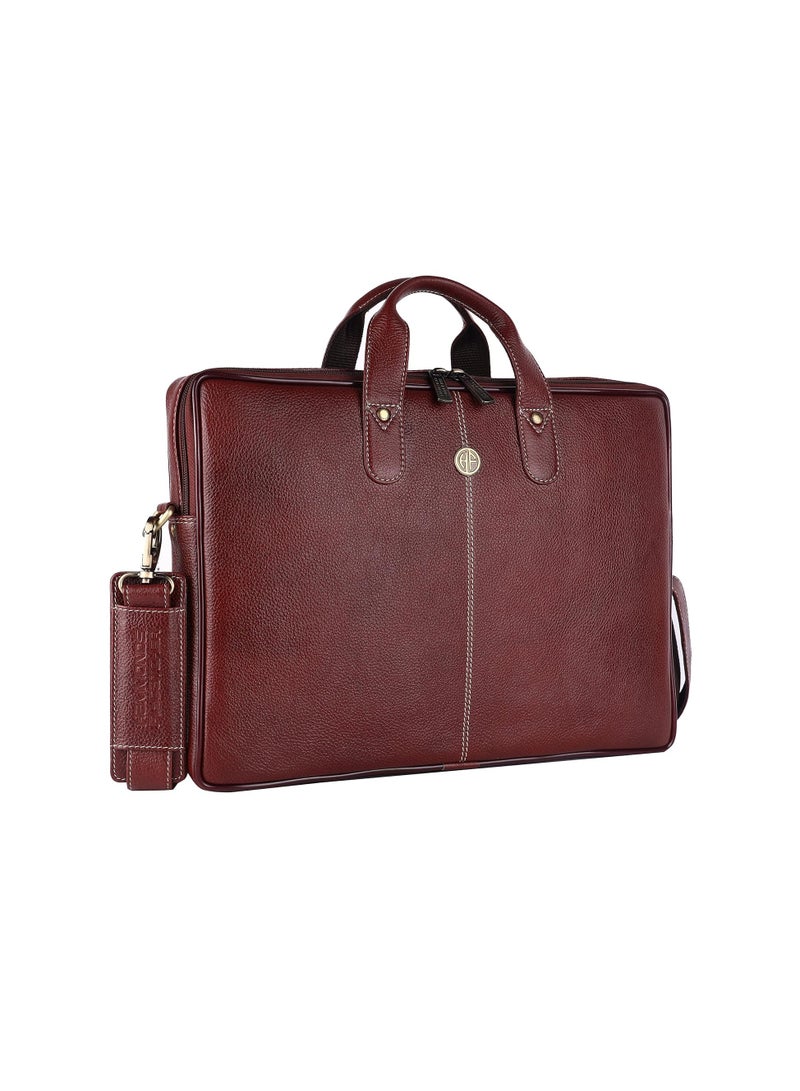 HAMMONDS FLYCATCHER HAMMONDS FLYCATCHER Genuine Leather Office Bag for Men - 15.6 Inch Laptop Bag for Men, Professional Leather Bag for Men - Adjustable Straps and Multiple Compartments - 1 Year Warranty - Brown - Image 1