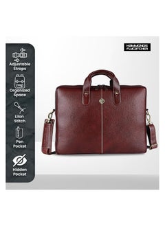 HAMMONDS FLYCATCHER HAMMONDS FLYCATCHER Genuine Leather Office Bag for Men - 15.6 Inch Laptop Bag for Men, Professional Leather Bag for Men - Adjustable Straps and Multiple Compartments - 1 Year Warranty - Brown  - Image 4