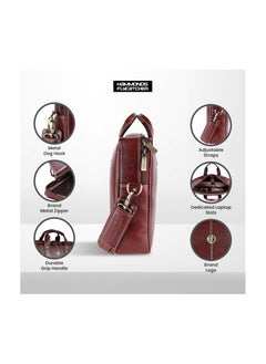 HAMMONDS FLYCATCHER HAMMONDS FLYCATCHER Genuine Leather Office Bag for Men - 15.6 Inch Laptop Bag for Men, Professional Leather Bag for Men - Adjustable Straps and Multiple Compartments - 1 Year Warranty - Brown  - Image 5
