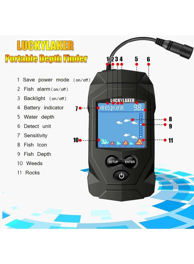 LUCKYLAKER Water Boat Portable Handheld Transducer Wired Ice Fishing Finders - Image 4