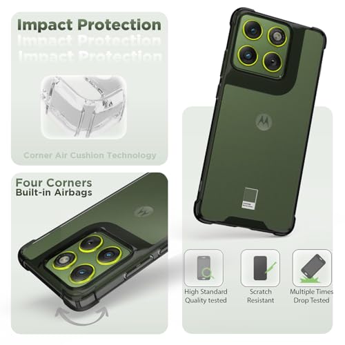 RIGGEAR Shockproof Clear Hybrid Airbag Armor Back Cover Case Compatible with Motorola Moto Edge 70 5G (Clear-Black TPU Bumper with Transparent PC) - Image 3