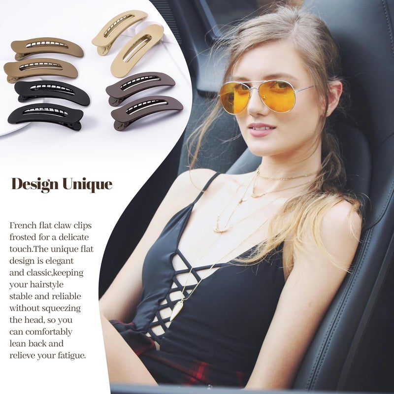 Cptots Detachable clean 8 Pcs Large Lay Flat Claw Clips for Women French Side Slide Barrettes for Thick Thin Hair Rectangle Alligator Hair Accessories,Coffee Khaki Brown Black Multi-category warehouse equip - Image 5