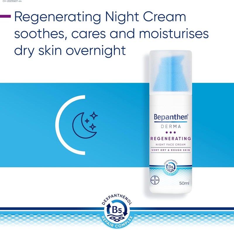 بيبانثين Derma Regenerating Night Face Cream 50 ml Pump Bottle - Image 4
