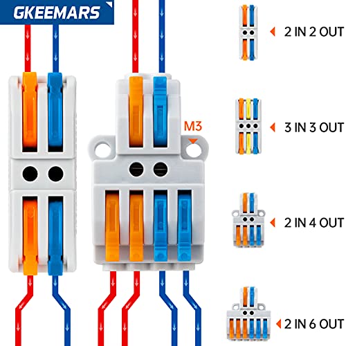 GKEEMARS 65 Pcs Compact Splicing Wire Connectors Assortment Pack, Quick Wiring Connector for AWG 28-12 - Image 4