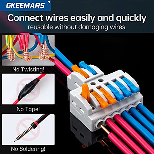 GKEEMARS 65 Pcs Compact Splicing Wire Connectors Assortment Pack, Quick Wiring Connector for AWG 28-12 - Image 2