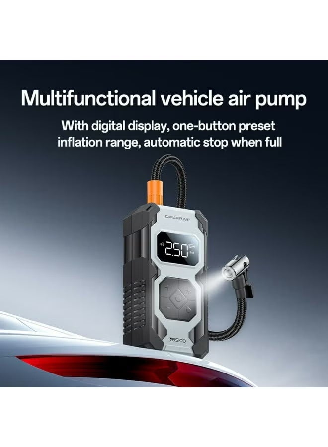 YESIDO VC12 Multifunctional Wireless Air Compressor with Digital Display and 7,800 mAh Battery - Black - https://f.nooncdn.com/p/pzsku/ZD1A0081B1E0F3E352236Z/45/_/1775051160/77bc7322-52cf-4e16-933c-9e0ab662944c.jpg