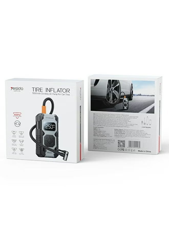 YESIDO VC12 Multifunctional Wireless Air Compressor with Digital Display and 7,800 mAh Battery - Black - https://f.nooncdn.com/p/pzsku/ZD1A0081B1E0F3E352236Z/45/_/1775051410/b59e4177-e2a5-4285-a526-0c3edda75ced.jpg