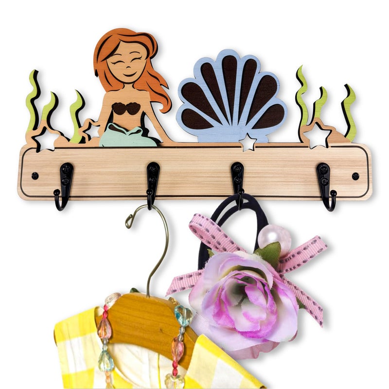 Midrean Wooden Cute Kids Nursery Towel Coat Rack Colorful Wall Hooks Mount Wood Hook - Image 2