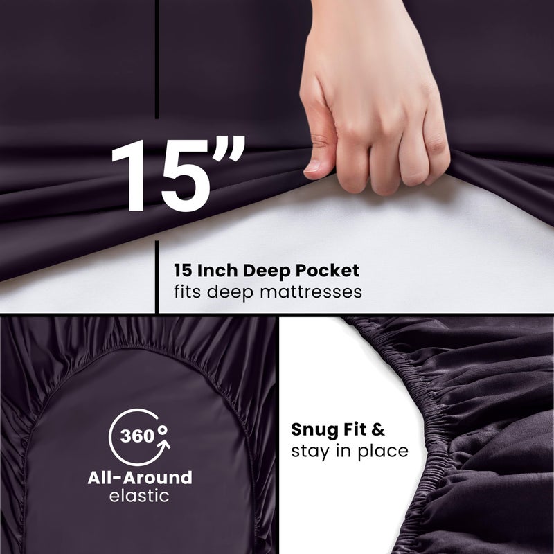 Utopia Bedding Queen Fitted Sheet - Bottom Sheet - Deep Pocket - Soft Microfiber - Shrinkage and Fade Resistant - Easy Care -1 Fitted Sheet Only (Purple) - Image 3