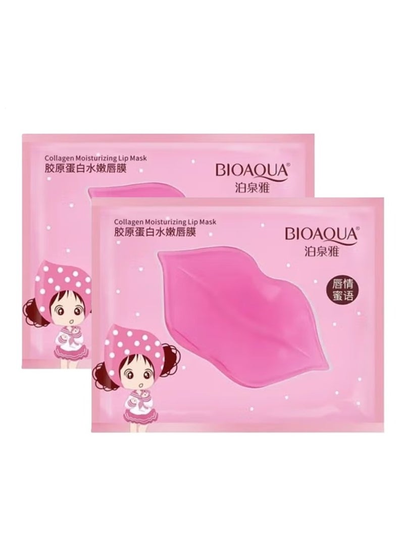 بيو أكوا قناع شفاه وردي كريستالي مغذي بالكولاجين، مرطب طبيعي لامع، ملمس ناعم، صحي ومرن - 2 قطع - Image 1