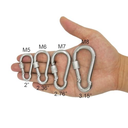 Outmate 304 Stainless Steel Carabiners -3.15 inch Heavy Duty, Durable & Rust-Free Clips for Gym, Swing, Dog Leashes, Hammocks, Keychains, and More(304,M8 with Screw,Pack of 6) - Image 5