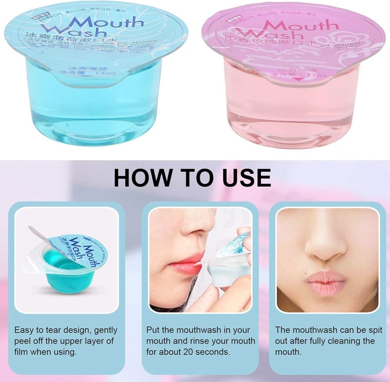 klarako Travel Mouthwash, 20Pcs Portable Rose Mint Mouthwash Freshen Breath Mouthwashes Wash,Classic Original Mint For Mouthwash Breath Mouthwash 13Ml - Image 2