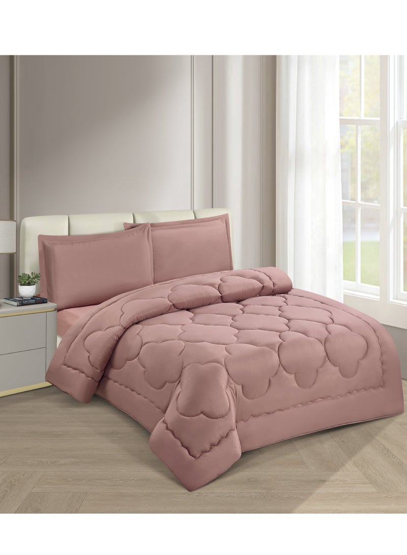 ستارجولد طقم لحاف ميكروفايبر سادة 4 قطع شرشف مطّاطي مخدة شام لحاف 170X230 سم - Image 1