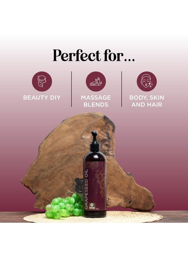 Maple Holistics Pure Cold Pressed Grapeseed Oil - Hydrating Grapeseed Oil for Hair Skin and Nails Plus Carrier Oil for Essential Oils Mixing - Pure Grapeseed Oil for Skin Beauty DIYs and Facial Skin Care Products - Image 2