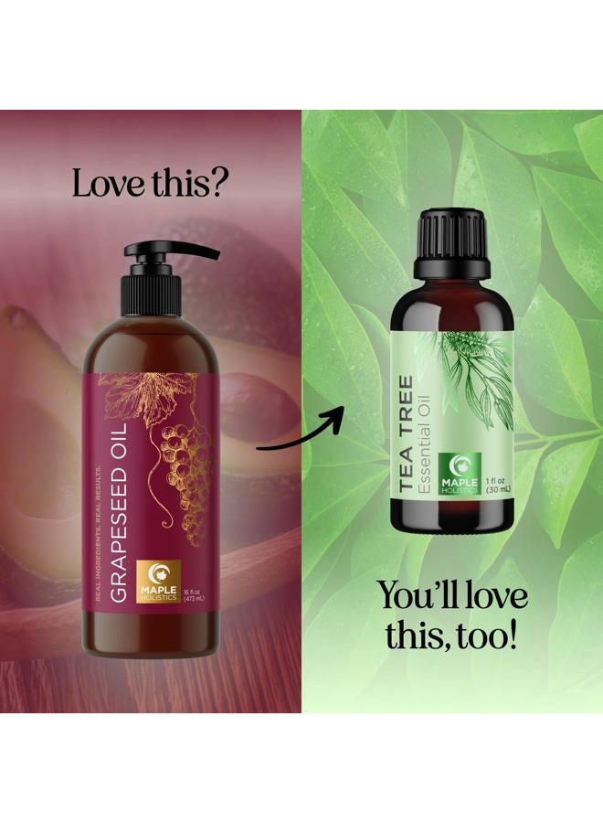 Maple Holistics Pure Cold Pressed Grapeseed Oil - Hydrating Grapeseed Oil for Hair Skin and Nails Plus Carrier Oil for Essential Oils Mixing - Pure Grapeseed Oil for Skin Beauty DIYs and Facial Skin Care Products - Image 4