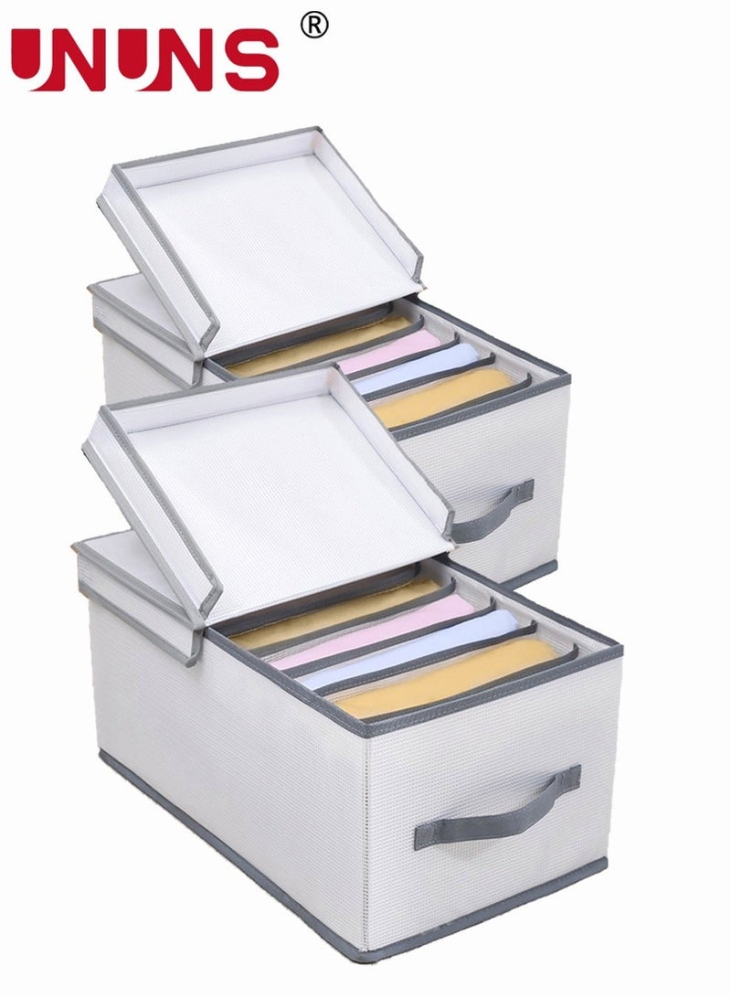 UNUNS Foldable Storage Bin,2 Pack Collapsible Covered Boxes For Clothes In Closet,Easy To Carry,Wardrobe Organizer - Image 1