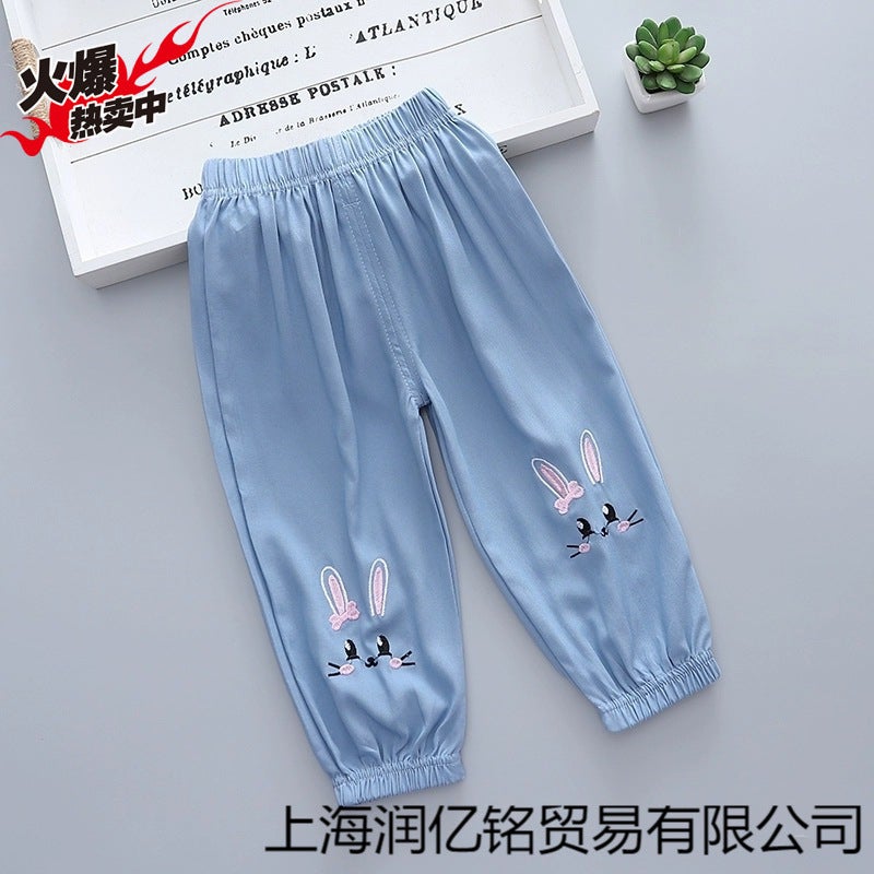 Girls' Ice Silk Cotton Long Pants Summer Thin Children'S Jeans Mosquito-Proof Pants Summer Special Offer - Image 4
