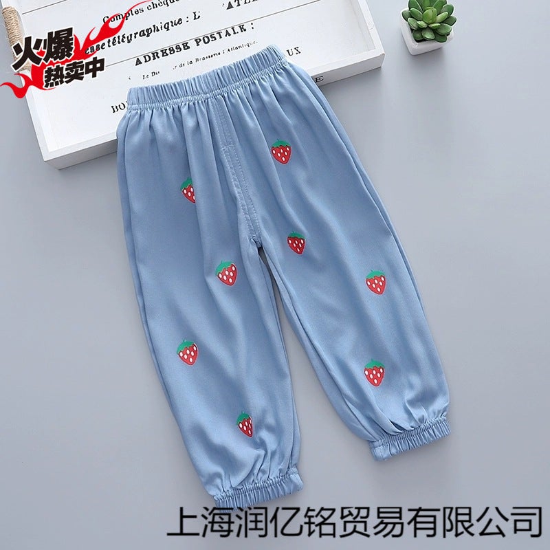 Girls' Ice Silk Cotton Long Pants Summer Thin Children'S Jeans Mosquito-Proof Pants Summer Special Offer - Image 3