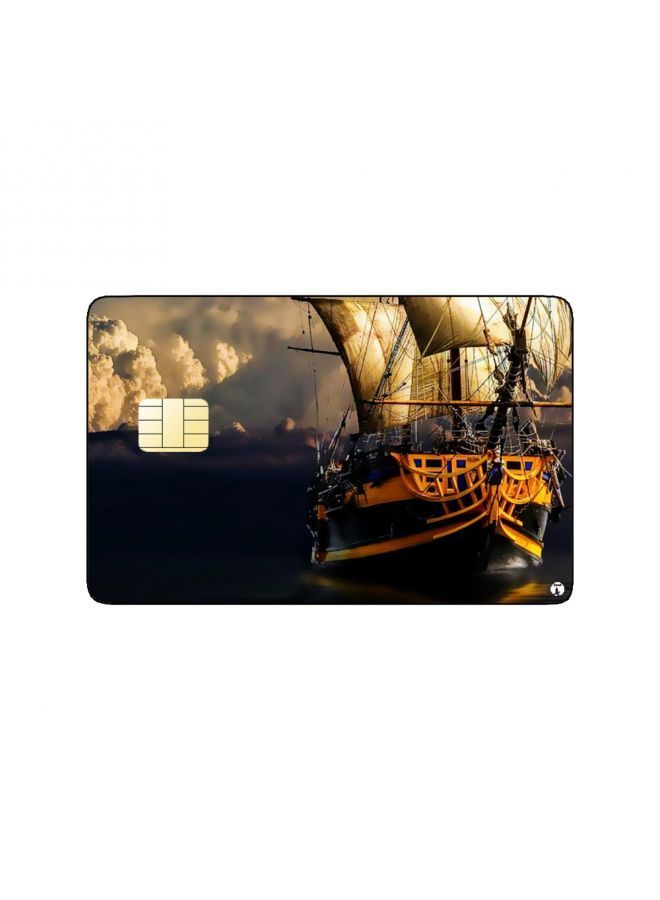RKN PRINTED BANK CARD STICKER Aesthetic Sea Ship Drawing - Image 2