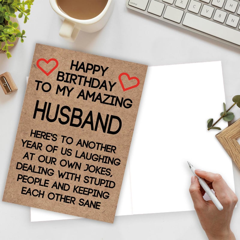Ziwenhu Birthday Card for Husband,Romantic Birthday Card from Wife,Happy Bday Cards, Sweetheart Gift Idea for Men Him - Image 3