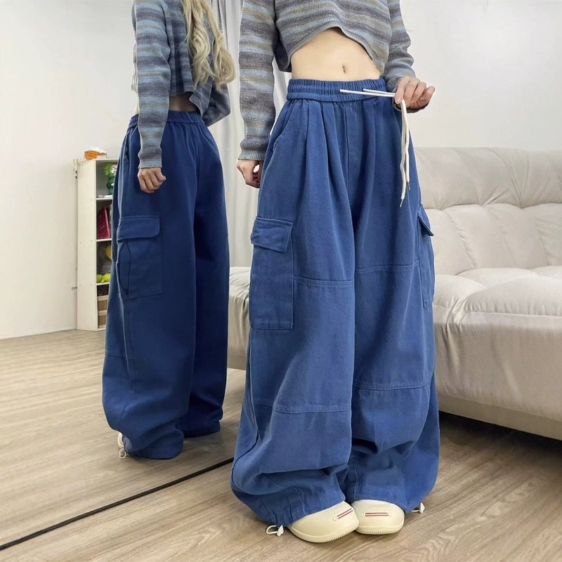 American Retro Pink Caught Pants For Men And Women Straight Loose Wide Leg High Waist Slimming Casual Pants Denim Pants - Image 3