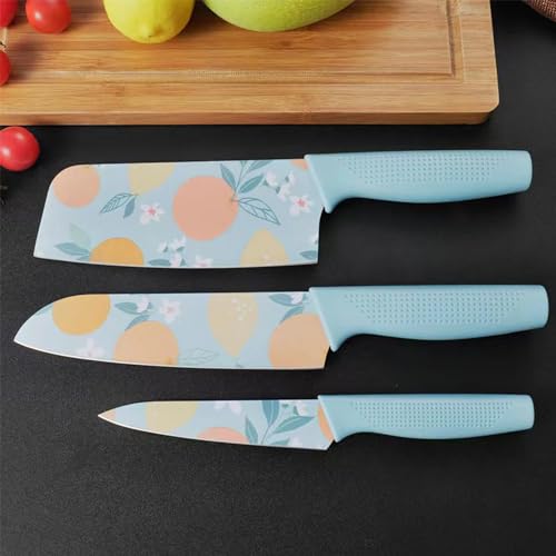 Carrot Kitchen Knife Stainless Steel 3 Pieces Professional Knife Set with Color Printing and Non-Slip Handle (3 PCS Multi Color) - Image 2