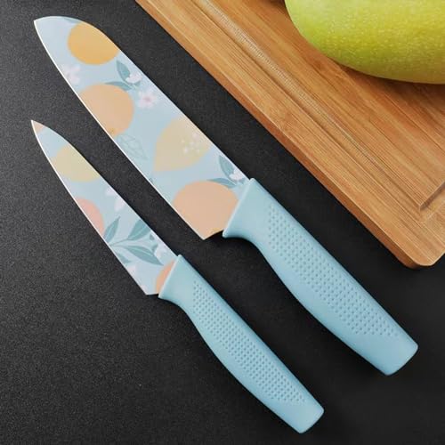 Carrot Kitchen Knife Stainless Steel 3 Pieces Professional Knife Set with Color Printing and Non-Slip Handle (3 PCS Multi Color) - Image 5