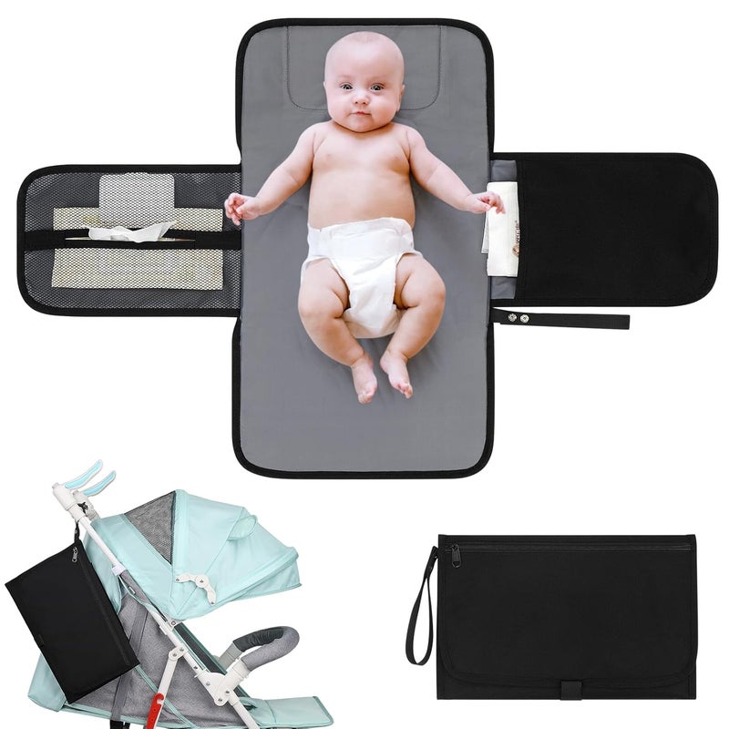 Accmor Portable Diaper Changing Pad Waterproof Baby Changing Mat Baby Diaper Changing Pad for Travel Black - Image 1