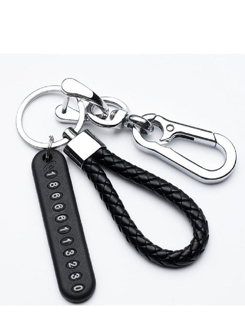 Generic Anti-lost Car Keychain with Phone Number Card Keyring Phone Number Plate Key Ring Auto Vehicle Key Chain Accessories  - Image 1