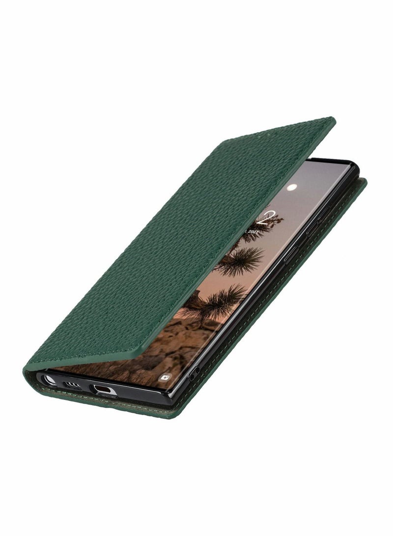 Captaintech Case for Samsung Galaxy S22 ULTRA Case Wallet Case, Genuine Leather Case with Card Slots Kickstand Feature Flip Cover Case for Samsung S22 ULTRA Cover 5G 2022 (Green) - Image 3