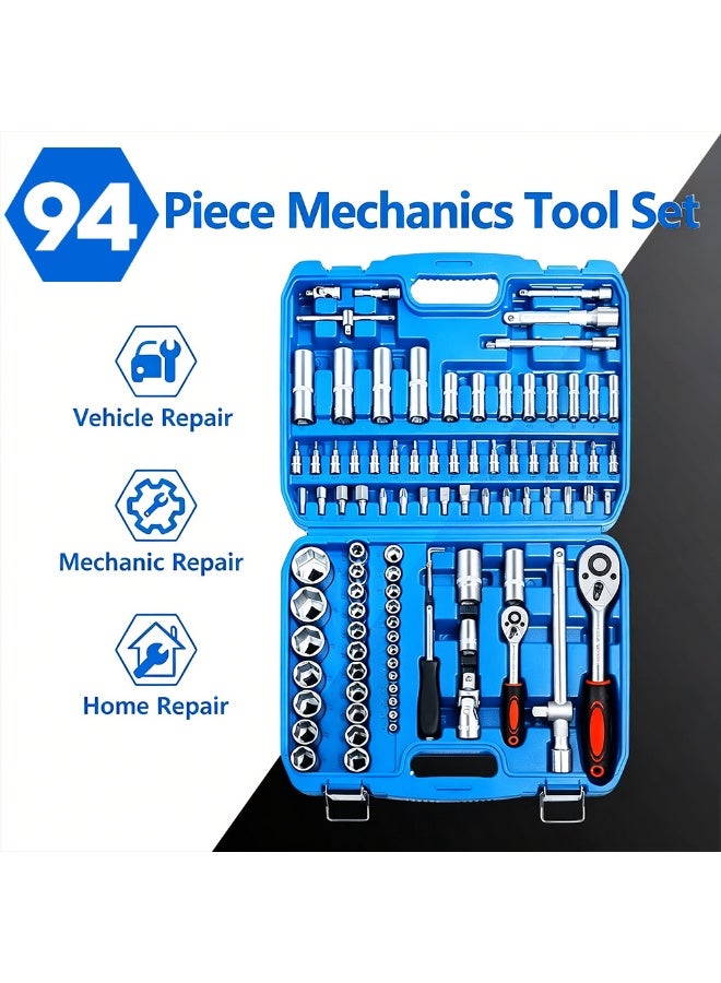 ET-LIFE 94 PCS Car Mechanic Socket Tool Kit Set Car Repair Tool, 1/4" & 1/2" Drive, Versatile and Durable Tool Kit for Auto & Motorcycle Repair, Home, and DIY Projects - Image 2