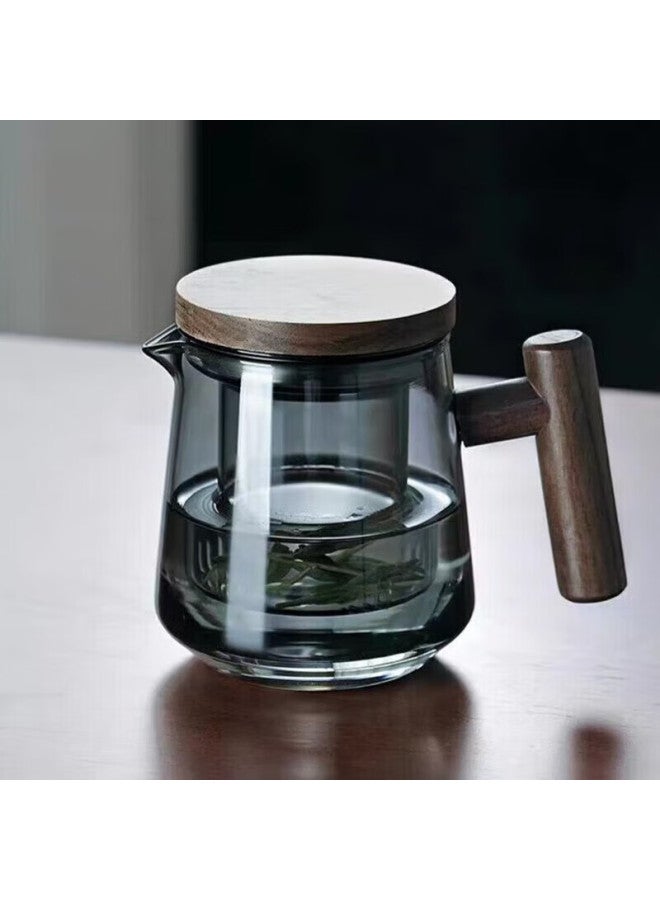 Weimingnuo Wooden Handle Wooden Lid Three-piece Cup Gray 400ml - Image 1