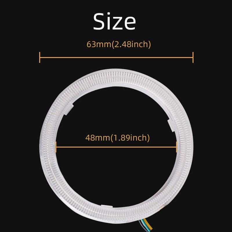 Grandview 1-set 60MM Multi-Color RGB LED Halo Rings Light COB 60SMD Smart Phone iOS Android App Bluetooth Control Car Angel Eyes Circle Ring Headlight Lamp Daytime Running Lights(DRL) 12V - Image 4
