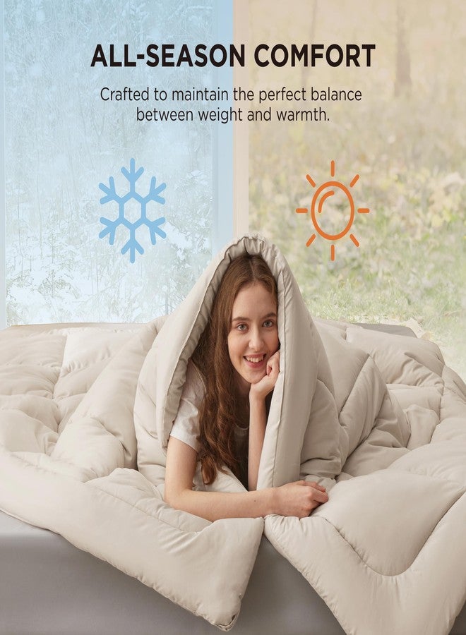 Bedsure لحاف بدشر - لحاف مخدد بحجم توين، لحاف لجميع الفصول، بديل ناعم للريش، مع 8 حلقات، هدايا للنساء/الرجال، كتان، توين 88 x 68 بوصة - Image 4