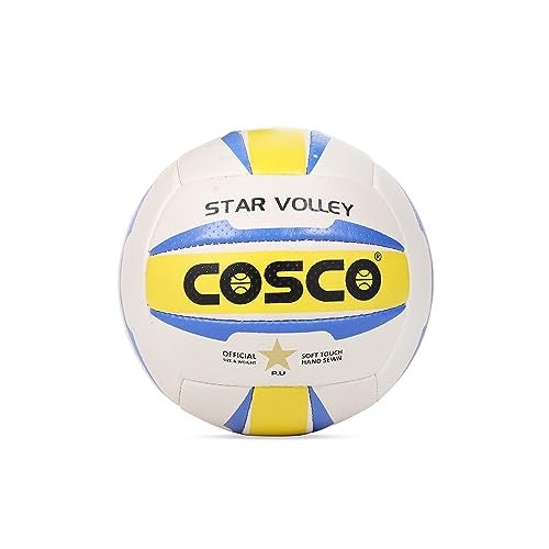 Cosco Leather Star Volley Volleyball - 18 Panel (Colour may Vary), Size- 4, Multicolour - Image 1