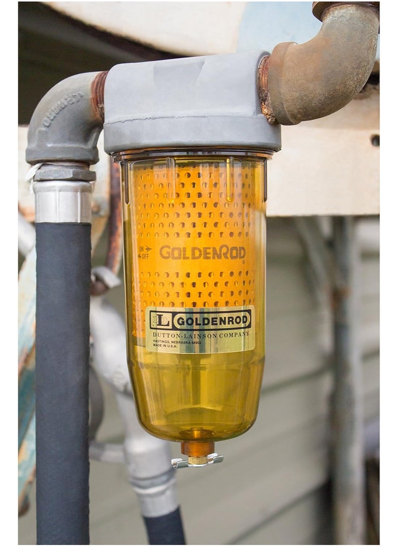 Goldenrod Dutton-Lainson Company - GOLDENROD 495 Bowl Fuel Tank Filter with 1" NPT Zinc Die-Cast Top Cap Fittings - See-Through Bowl Compatible with Biodiesel Blends - 10-Micron Diesel and Fuel Tank Filter  - Image 3