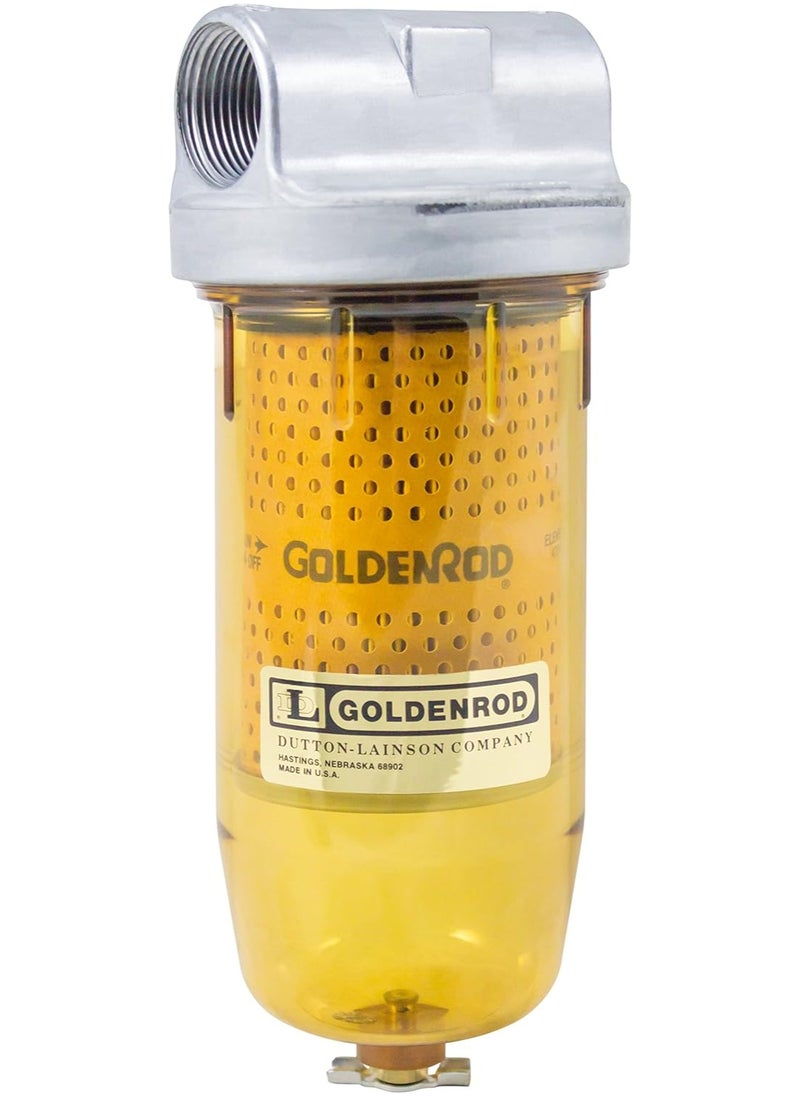 Goldenrod Dutton-Lainson Company - GOLDENROD 495 Bowl Fuel Tank Filter with 1" NPT Zinc Die-Cast Top Cap Fittings - See-Through Bowl Compatible with Biodiesel Blends - 10-Micron Diesel and Fuel Tank Filter  - Image 1