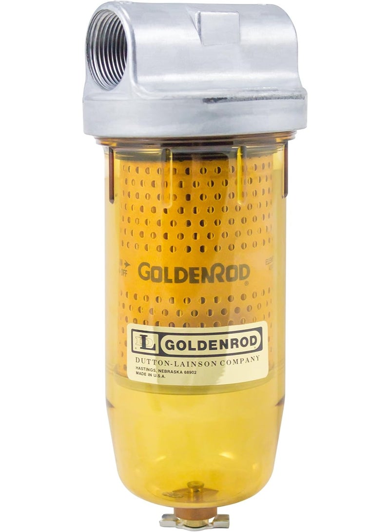 Goldenrod Dutton-Lainson Company - GOLDENROD 495 Bowl Fuel Tank Filter with 1" NPT Zinc Die-Cast Top Cap Fittings - See-Through Bowl Compatible with Biodiesel Blends - 10-Micron Diesel and Fuel Tank Filter  - Image 1
