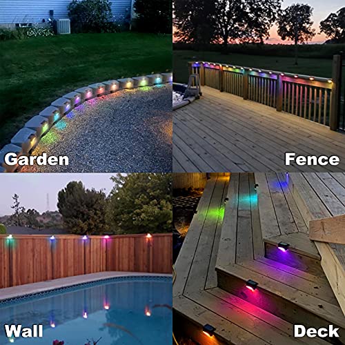 DenicMic Solar Deck Lights Outdoor 16 Pack Step Solar Lights Waterproof for Patio Fence Step Yard Stair RGB Color Changing LED Outside Deck Lighting - Image 4