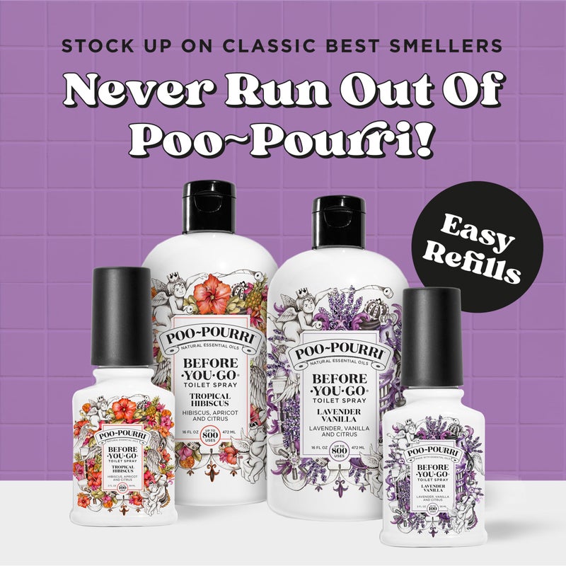 Poo-Pourri Before-You-Go Toilet Spray Refill, Lavender Vanilla,16 Fl Oz, Up to 800 Uses, Bathroom Odor Deodorizer with Essential Oils for Home or Work, Lavender, Vanilla and Citrus Scent - Image 3