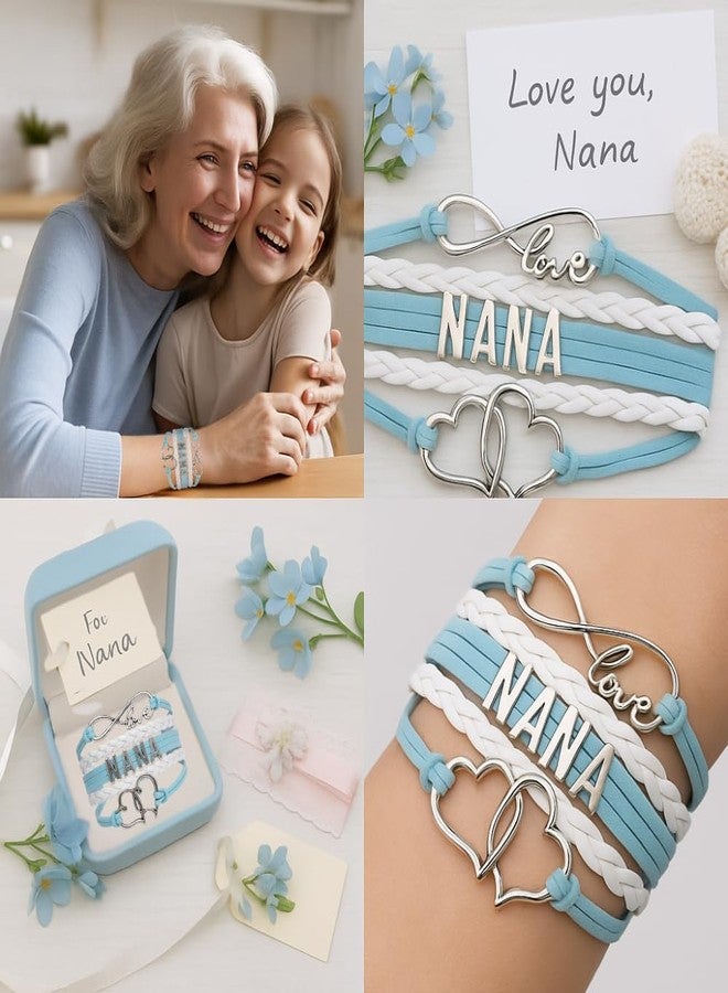Infinity Collection Nana Bracelet, Nana Jewelry for Women, Blue Infinity Love Heart Bracelet for Grandma, New Grandmas, Pregnancy Reveal - Image 2