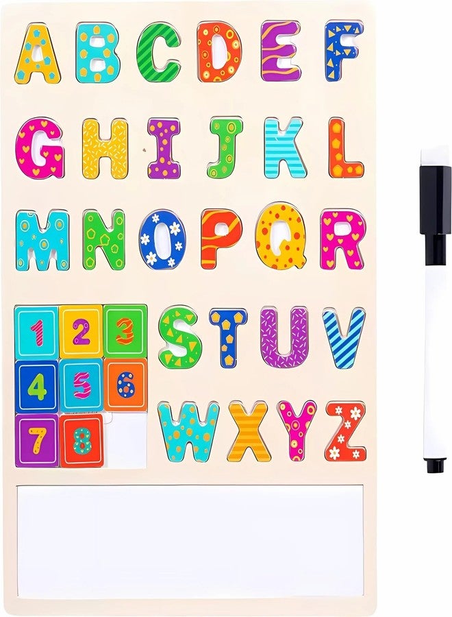 Slipps Magnetic Wooden Educational Board with Whiteboard and Marker,ABC and Number Game Puzzle, Preschool Learning Education Toy for 2 3 4 5 Years Toddlers (2 in 1 Alphabet Board) - Image 4