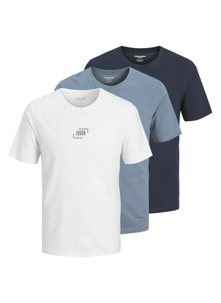 JACK & JONES 3 Pack Graphic Crew Neck T-Shirt