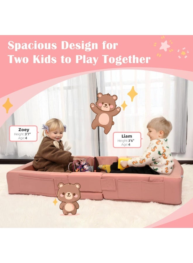 XICEN Baby Folding Cot, Portable Toddler Travel Bed, Machine Washable, Can Store Toys Clothes, Kids Floor Lounger and Sleeping Bed, Baby Foldable Cradle (Pink Color) - Image 3