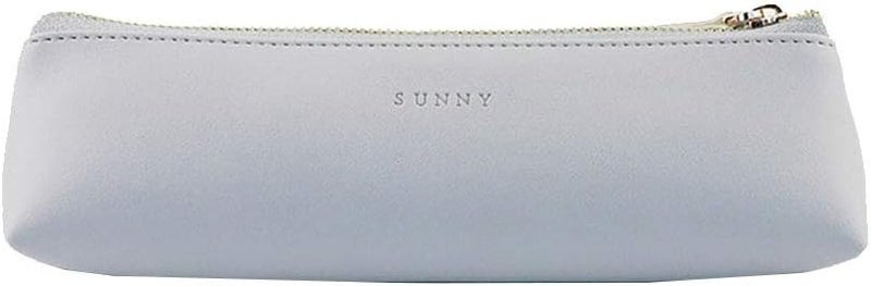 Pencil Bag Pen Case Cosmetic Makeup Bag Pen Pencil Stationery Pouch Bag Case/PU Leather Small Pencil Pouch Students Stationery Pouch Zipper Bag for Pens, Pencils, Markers (Purple Grey)