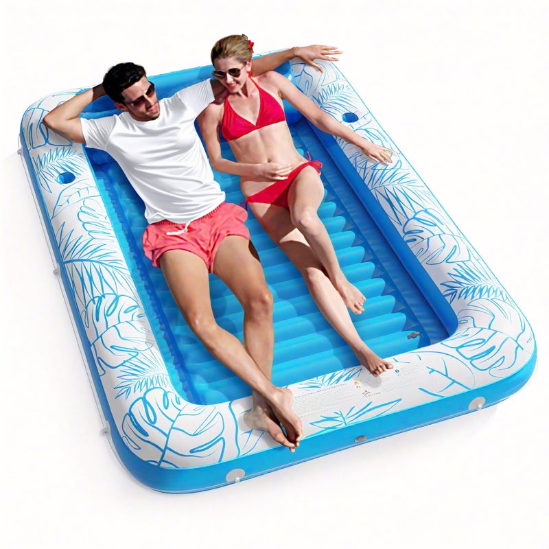 Jasonwell Inflatable Tanning Pool Lounger Float 4 in 1 Sun Tan Tub Sunbathing Lounge Raft Floatie Toys Water Filled Bed Mat Pad for Kids Adult Blow Up Kiddie Ball Pit Pool (XL) - Image 1