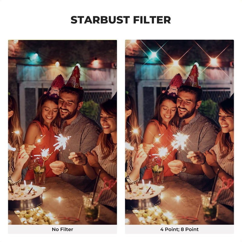 K&F CONCEPT 67mm Variable Star Filter Cross Screen Starburst Filter 4, 8 Points -18 Layer Coating Ultra Slim Optical Glas Camera Lens Filter with 3 Cleaning Cloth - Image 3